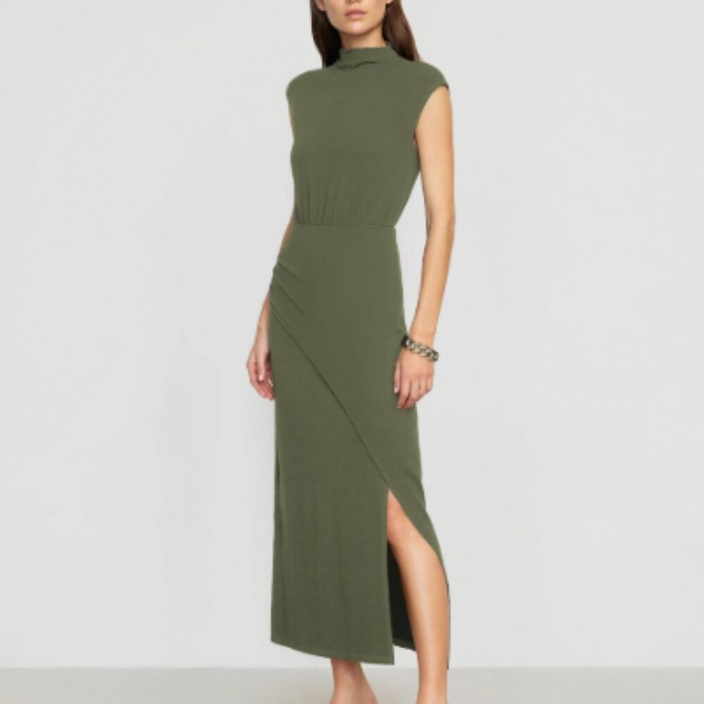 Modern Citizen Yimei Mock-Neck Side-Slit Dress - Camo / S